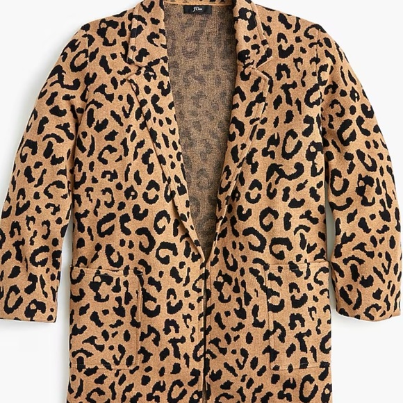 J. Crew Sophie Open-Front Sweater Blazer Leopard Print size M - Picture 7 of 7